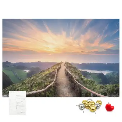 Mountain landscape printed cork board