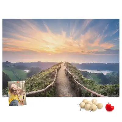 Mountain landscape printed cork board