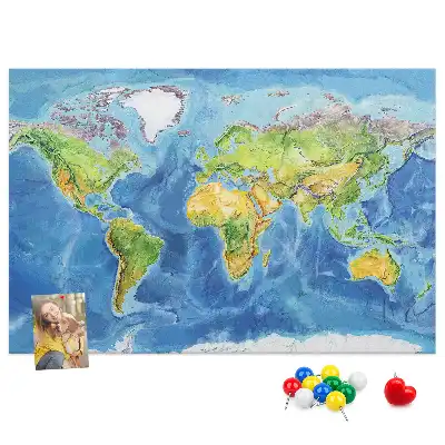 Printed Cork Board World map