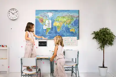 Printed Cork Board World map