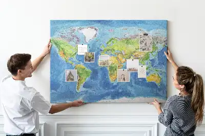 Printed Cork Board World map