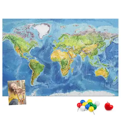 Printed Cork Board World map
