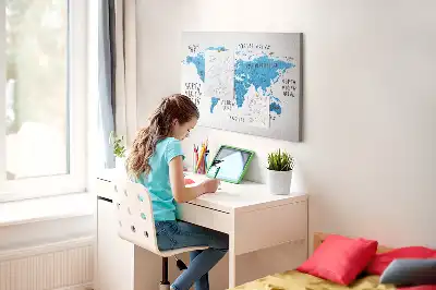 Printed Cork Memo Board Blue earth map