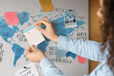 Printed Cork Memo Board Blue earth map