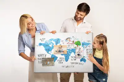 Printed Cork Memo Board Blue earth map