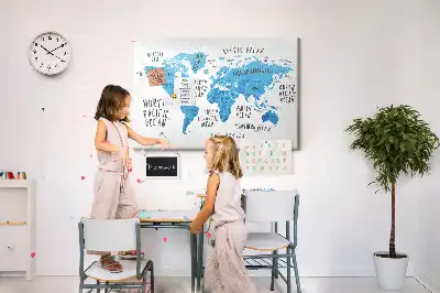 Printed Cork Memo Board Blue earth map