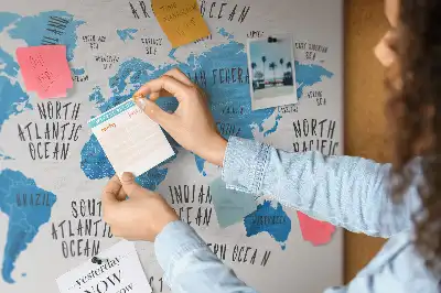 Printed Cork Memo Board Blue earth map