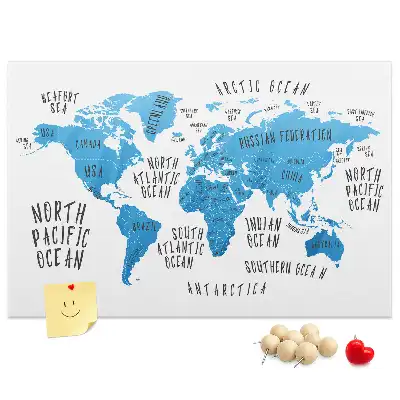 Printed Cork Memo Board Blue earth map