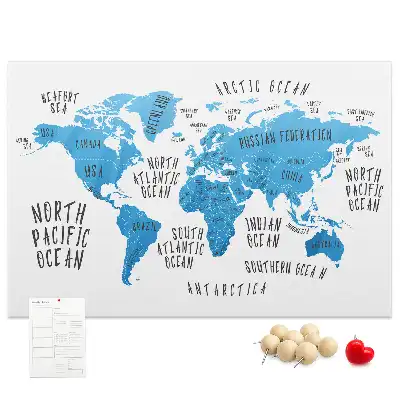 Printed Cork Memo Board Blue earth map