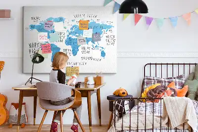 Printed Cork Memo Board Blue earth map