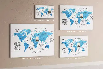 Printed Cork Memo Board Blue earth map