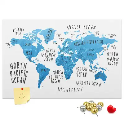 Printed Cork Memo Board Blue earth map