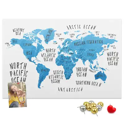 Printed Cork Memo Board Blue earth map