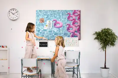 Cork memo board Dandelions flamingos