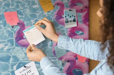 Cork memo board Dandelions flamingos