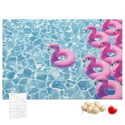 Cork memo board Dandelions flamingos