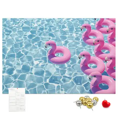 Cork memo board Dandelions flamingos