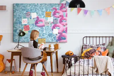 Cork memo board Dandelions flamingos