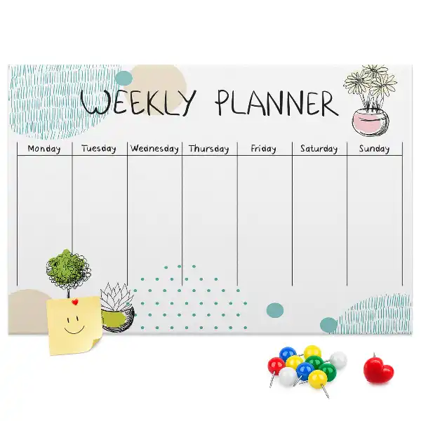 Cactus shaped printed cork weekly planner board