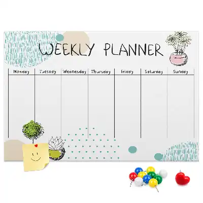 Cactus shaped printed cork weekly planner board