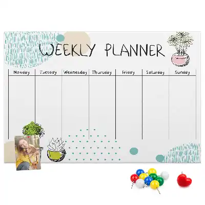 Cactus shaped printed cork weekly planner board
