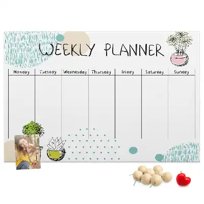 Cactus shaped printed cork weekly planner board