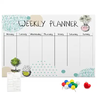 Cactus shaped printed cork weekly planner board