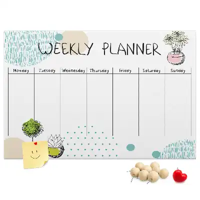 Cactus shaped printed cork weekly planner board