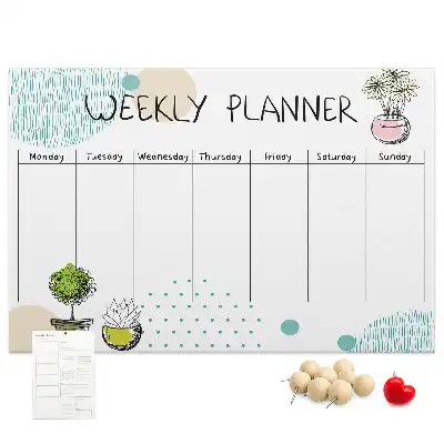 Cactus shaped printed cork weekly planner board