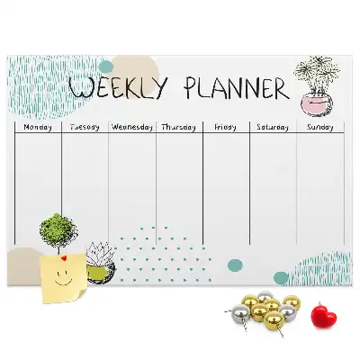 Cactus shaped printed cork weekly planner board