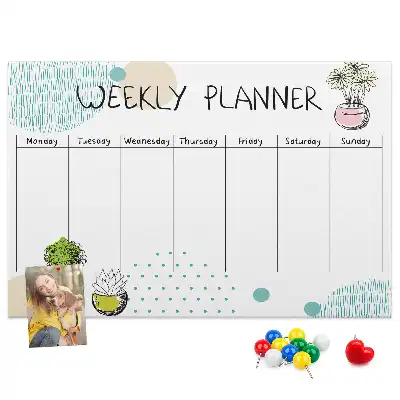 Cactus shaped printed cork weekly planner board