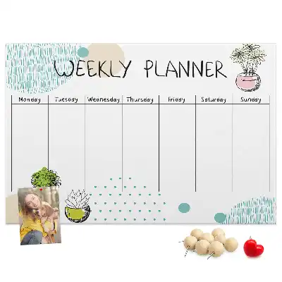 Cactus shaped printed cork weekly planner board