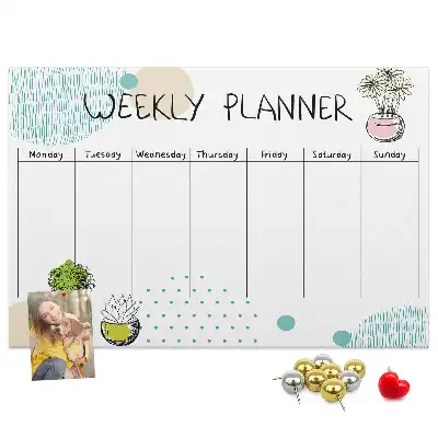 Cactus shaped printed cork weekly planner board