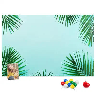 Tropical leaves cork memo board