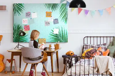 Tropical leaves cork memo board