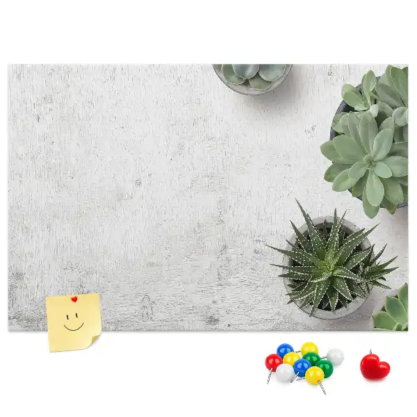 Printed Cork Board with Decorative Plants Design
