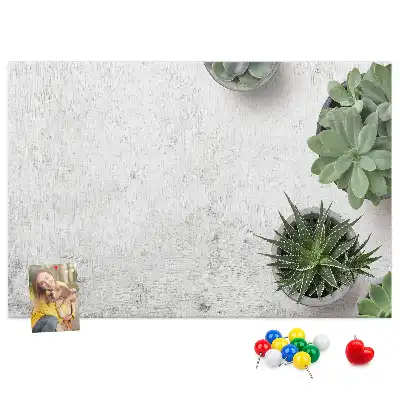 Printed Cork Board with Decorative Plants Design