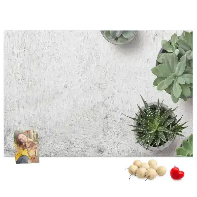 Printed Cork Board with Decorative Plants Design