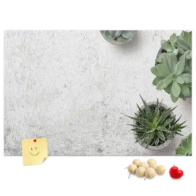 Printed Cork Board with Decorative Plants Design