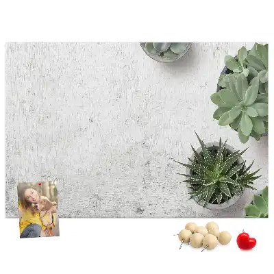 Printed Cork Board with Decorative Plants Design