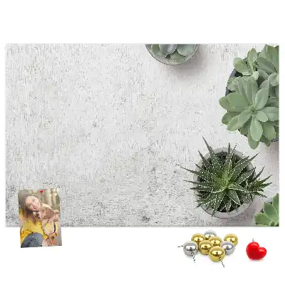 Printed Cork Board with Decorative Plants Design