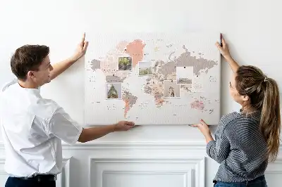 World Map Cork Memo Board