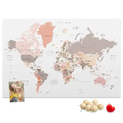 World Map Cork Memo Board
