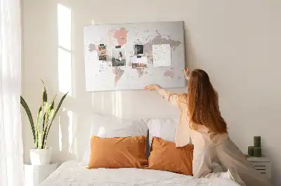 World Map Cork Memo Board