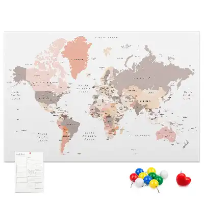 World Map Cork Memo Board