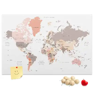World Map Cork Memo Board