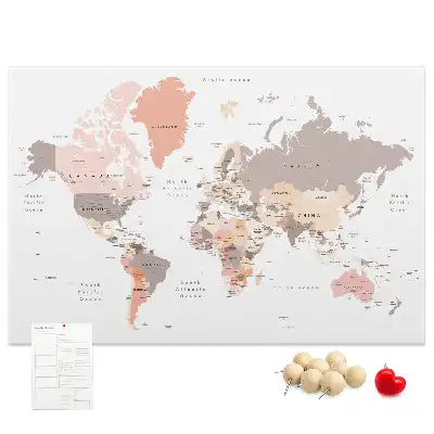 World Map Cork Memo Board