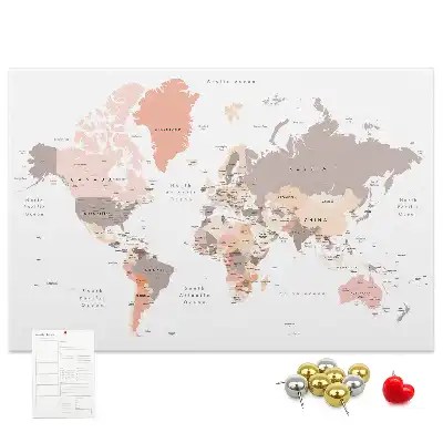 World Map Cork Memo Board