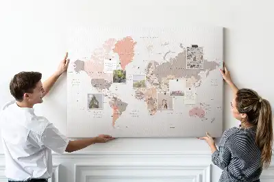 World Map Cork Memo Board