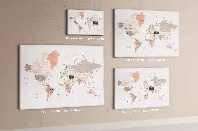 World Map Cork Memo Board